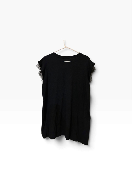 Torrid Tops - Women's Torrid Black Short Sleeve Tee with Mesh Detail, Size 1X